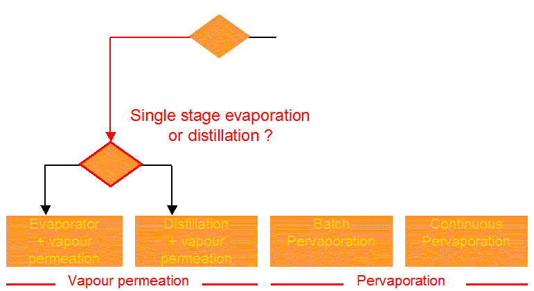 Products dissolved in the Feed, like traces of an active principle in a solvent may precipitate or crystallise during dehydration and damage the membrane. They have to be removed before the membrane separation.